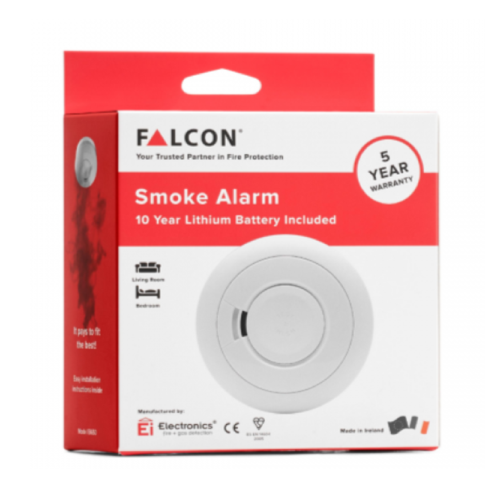 Falcon EI650 SMOKE ALARM Optical Smoke Detector 10 Years Lithium Battery